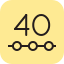 Ein gelbes, abgerundetes Quadrat mit der Zahl 40 über einer horizontalen Linie aus vier verbundenen Kreisen.